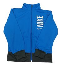 Safírovo-tmavošedá sportovní funkční propínací mikina s logem Nike 