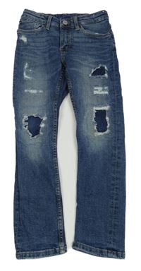 Tmavomodré skinny fit rifle s prošoupáním H&M