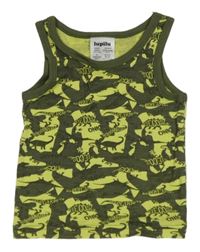 Žluto-khaki tielko s dinosaurami Lupilu