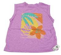 Nové - Lila top s květem a nápisem Dunnes