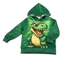 Zelená mikina s dinosaurom a kapucňou