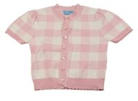 Svetloružová -biela kockovaná úpletová vesta Draper James