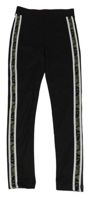 Čierne športové legíny s prúžkami Y.F.K.