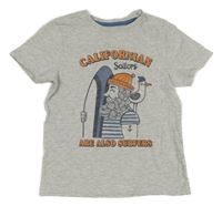 Sivé tričko s námorníkom a nápisom Vertbaudet