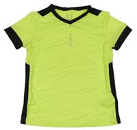 Neonově žluto-černé funkční sportovní tričko s logem Decathlon