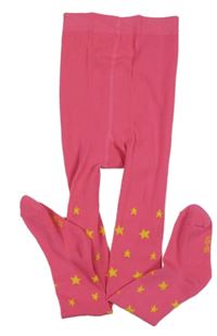 Neonově růžové punčocháče s hvězdičkami 