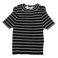 Černo-bílé pruhované žebrované svetrové crop tričko H&M