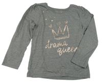 Sivé tričko s nápisom a korunkou Primark