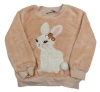 Broskvová chlpatá mikina so zajačikom C&A