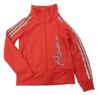 Červená propínací mikina s logem a rolákem Adidas