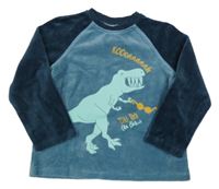 Modro-tmavomodrá sametová s dinosaurom Vertbaudet