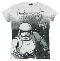 Bielo-čierno-sivé tričko so sieťovinou so Stormtrooperem - Star Wars
