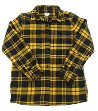 Černo-hořčicová kostkovaná flanelová košile RIVER ISLAND