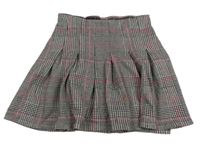 Čierno-světlepudrovo-kriklavoě ružová kockovaná vzorovaná sukňa Matalan