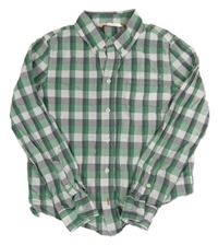 Bílo-šedo-tmavozelená kostkovaná košile H&M