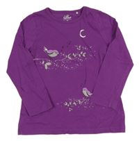 Purpurové triko s ptáčky Topolino