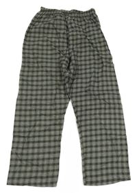 Tmavohnědo-světlemodro-smetanové kostkované pyžamové kalhoty POCOPIANO