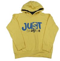 Žltá mikina s nápismi a kapucňou little kids