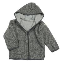 Sivo-biela melírovaná pletená prepínaci mikina so smajlíkom a kapucňou Topomini