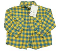 Nové - oranžovo-modrozelená kockovaná košeľa ZARA