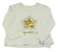 Nové - smetanové triko se zlatou hvězdičkou a nápisem George