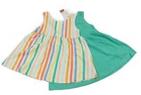 Nové - 2x - Šaty - Bílo-barevné pruhované, zelené PRIMARK