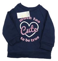 Nové - tmavomodrá mikina s nápismi a srdiečkom PRIMARK