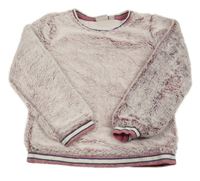 Vínovo-biela chlpatá podšitá mikina s pruhmi alive