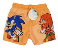 Nové - oranžovo-světleoranžové plážové kraťasy se Sonicem a Miles 