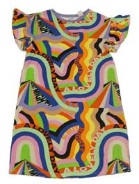 Barevné vzorované teplákové šaty s nápisy a volánky H&M