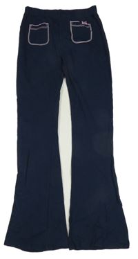 Tmavomodré flare tepláky s mačičkou Kids