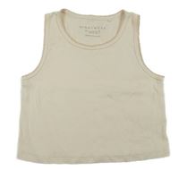 Smetanový žebrovaný crop top Next