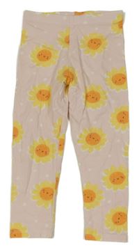 Světlerůžové puntíkaté legíny s květy se smajlíky Matalan