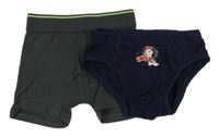2Set - Tmavošedé trenky Kiki&Koko + tmavomodré slipy s  Kiki&Koko + tmavomodré slipy s PAW PATROL - Marshall C&A