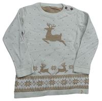 Smetanovo-béžový vzorovaný sveter s jeleňmi George