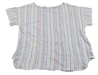 Bielo-modro-červené pruhované crop tričko Zara