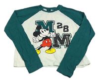 Mátovo-tmavozelené crop tričko s Mickeym Disney