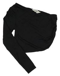 Čierne asymetrické športové crop tričko H&M