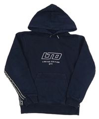 Tmavomodrá mikina s nápisom a kapucňou New Look
