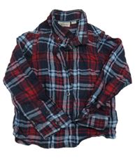 Tmavomodro-červeno-modrá kostkovaná košile Alive