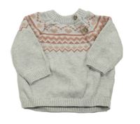 Svetlosivý melírovaný sveter so vzorom Tu