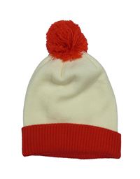 Krémovo-červená pletená čepice s bambulí Beechfield