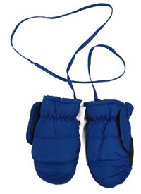 Modré šusťákové palcové zimní rukavice na šňůře C&A