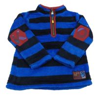 Safírovo-černá pruhovaná chlupatá mikina Topolino