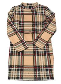 Starorůžovo-čierno-farebné kockované šaty Shein