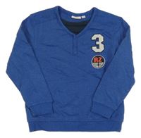 Modrá melírovaná mikina s číslom a nášivkou Kids