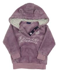 Levandulová chlpatá mikina s nápisom a kapucňou Lupilu