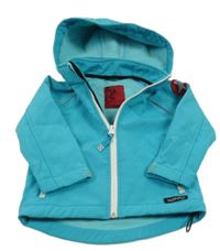 Azurová softshellová bunda s kapucí