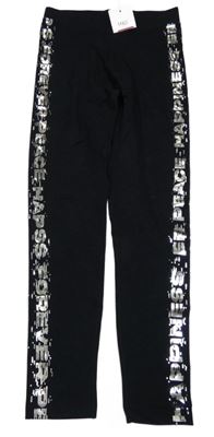 Nové - Černé legíny s pruhem z nápisů M&S