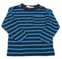 Černo-modré pruhované mikinotriko s vreckom H&M